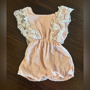 Pink Lace-Trimmed Baby Romper